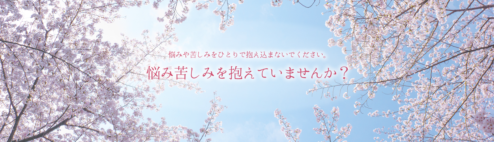悩みや苦しみをひとりで抱え込まないでください。悩み苦しみを抱えていませんか？